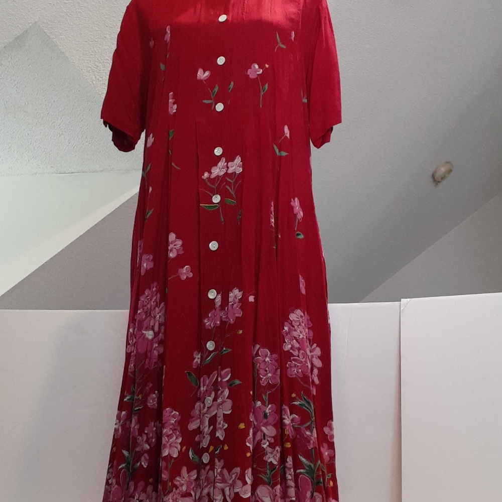 La Cera Cranberry Midi Dress Large